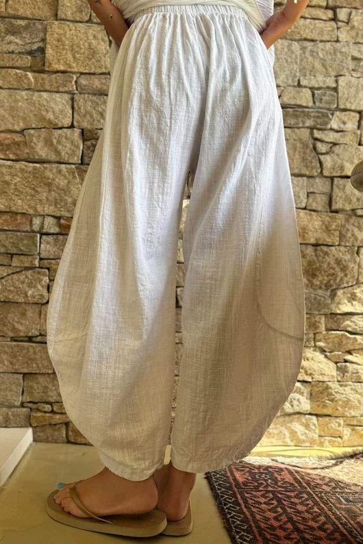 Frame Cotton Vintage Wash Barrel Pant White